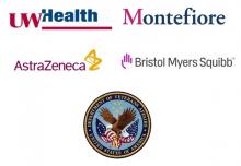 UW Health, Montefiore, AstraZeneca, Bristol-Myers Squibb, and Veterans Health Association logos