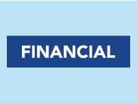 The word "financial" in a blue box